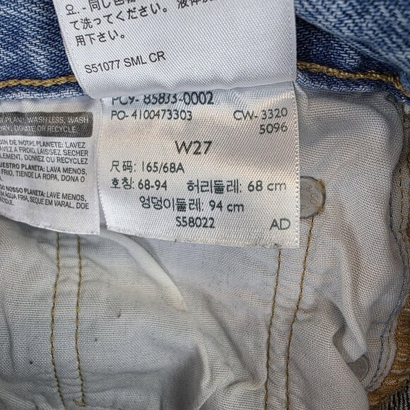 Levis 501 Premium Shorts Womens 27 Blue Denim High Rise Button Fly Distressed - Picture 13 of 13